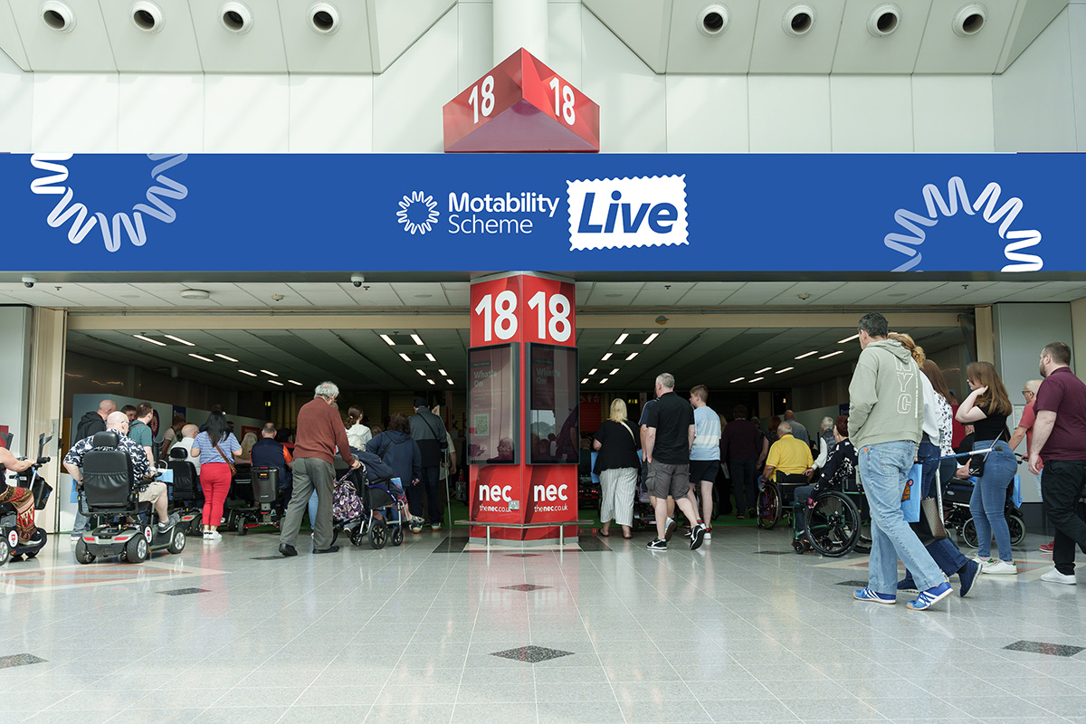 People attending Motability Scheme Live event entrance