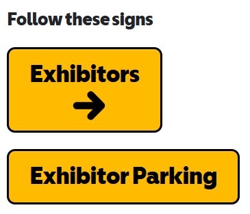 Exhibitors and exhibitor parking signs